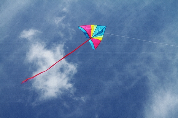 kite, flying kite, blue sky, colors, Maine coast, Nanette Faye PHotography, kite on canvas 650 for blog